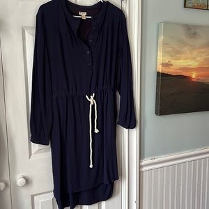 J.Crew navy long sleeve button down dress size Large